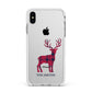Christmas Tartan Reindeer Personalised Apple iPhone Xs Max Impact Case White Edge on Silver Phone