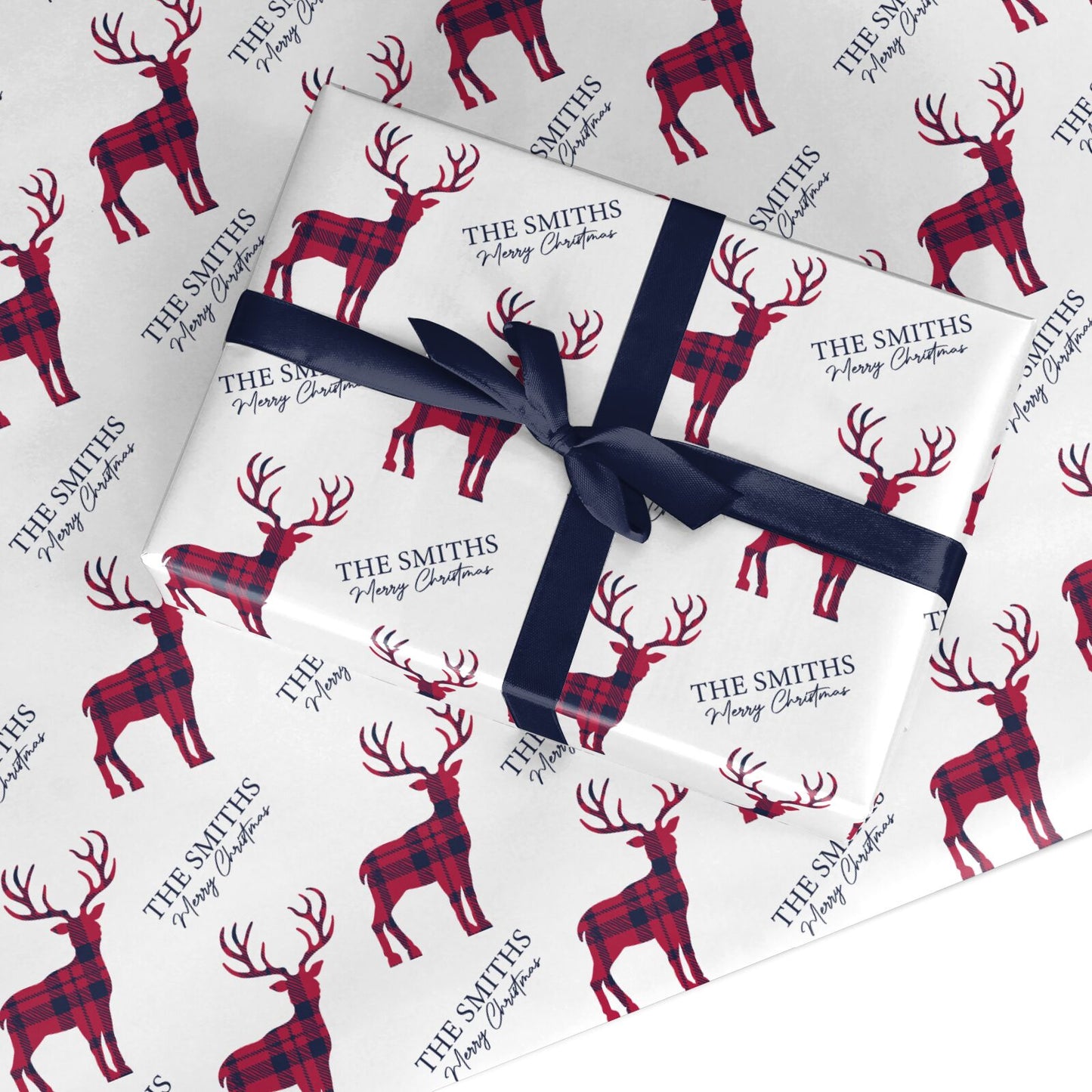 Christmas Tartan Reindeer Personalised Custom Wrapping Paper