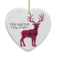 Christmas Tartan Reindeer Personalised Heart Decoration