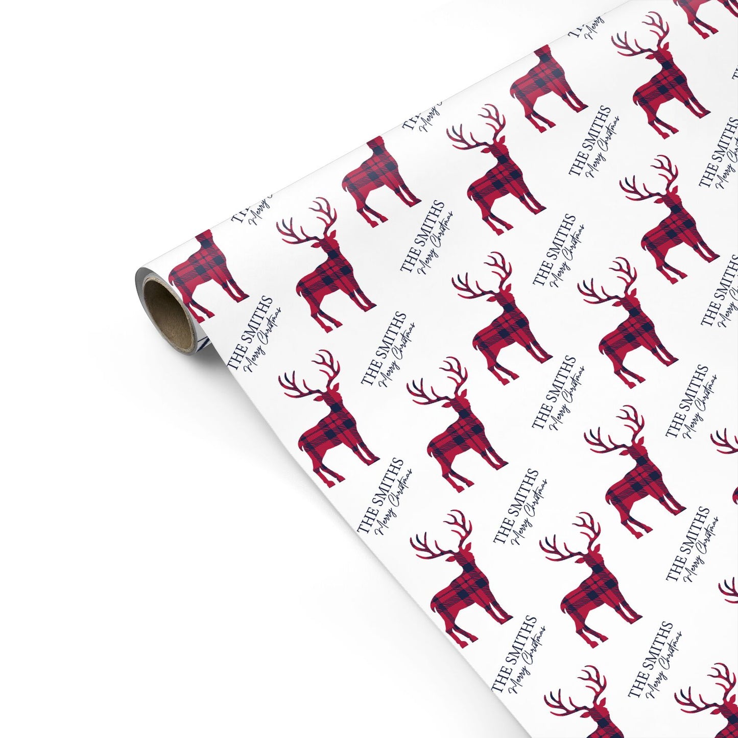 Christmas Tartan Reindeer Personalised Personalised Gift Wrap
