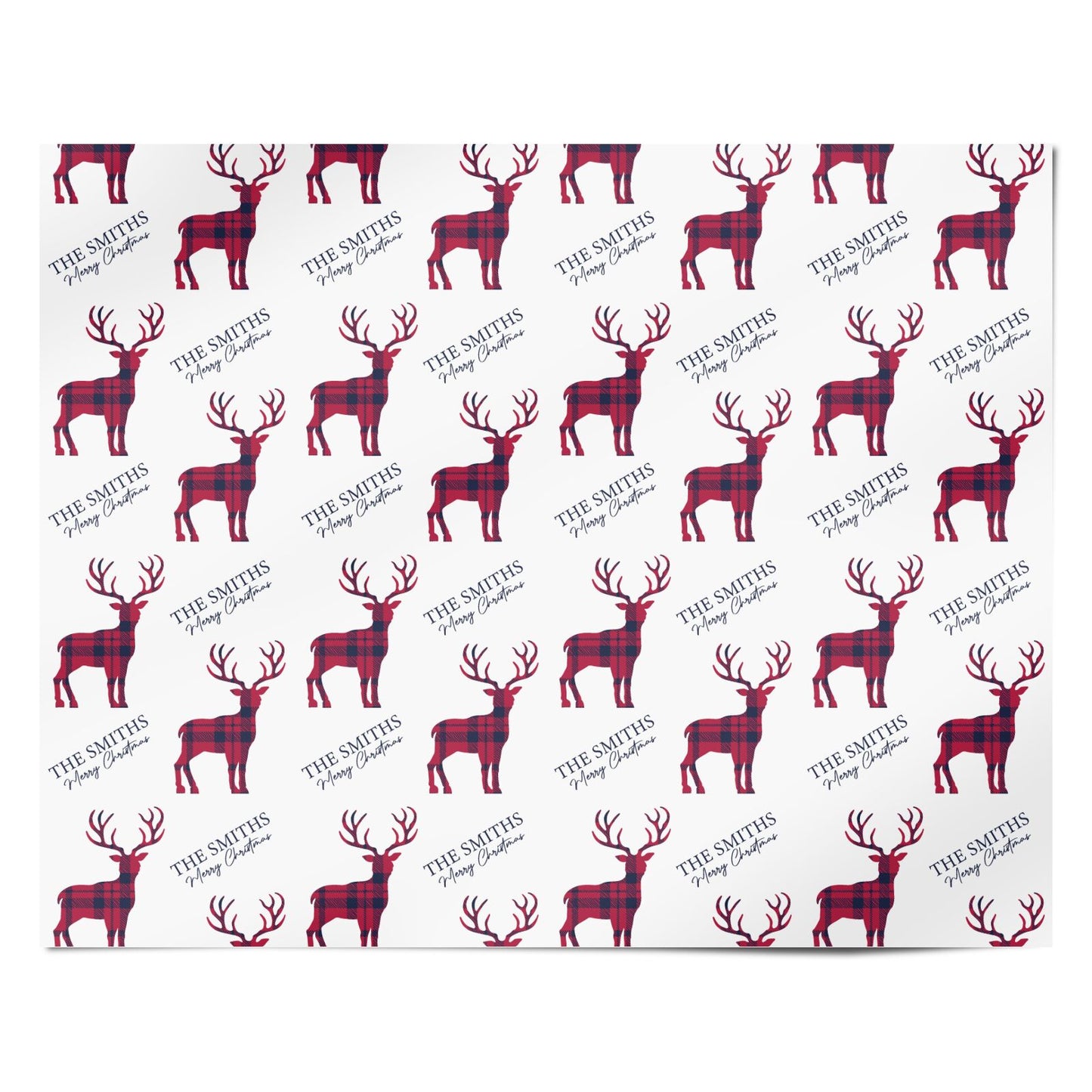 Christmas Tartan Reindeer Personalised Personalised Wrapping Paper Alternative