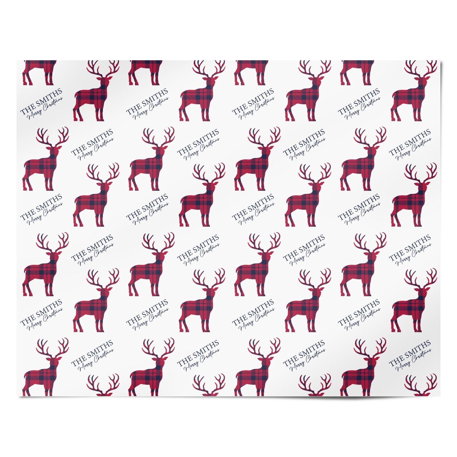 Christmas Tartan Reindeer Personalised Personalised Wrapping Paper Alternative