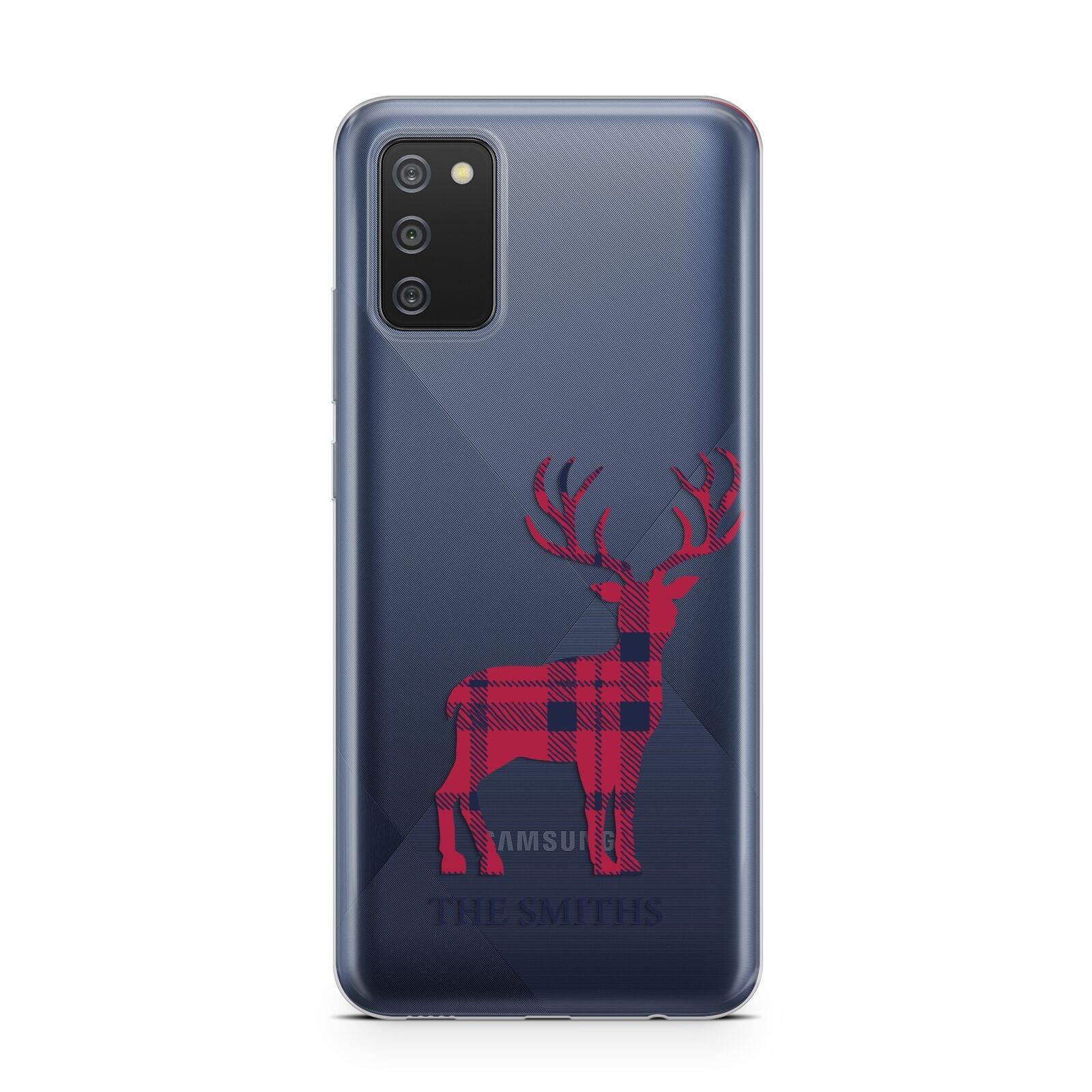 Christmas Tartan Reindeer Personalised Samsung A02s Case
