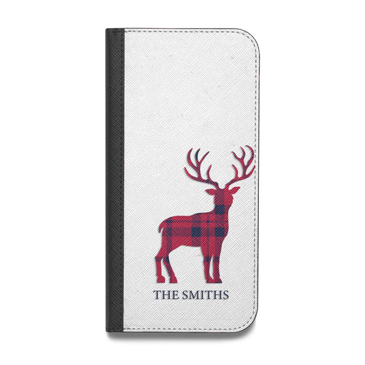 Christmas Tartan Reindeer Personalised Vegan Leather Flip Samsung Case