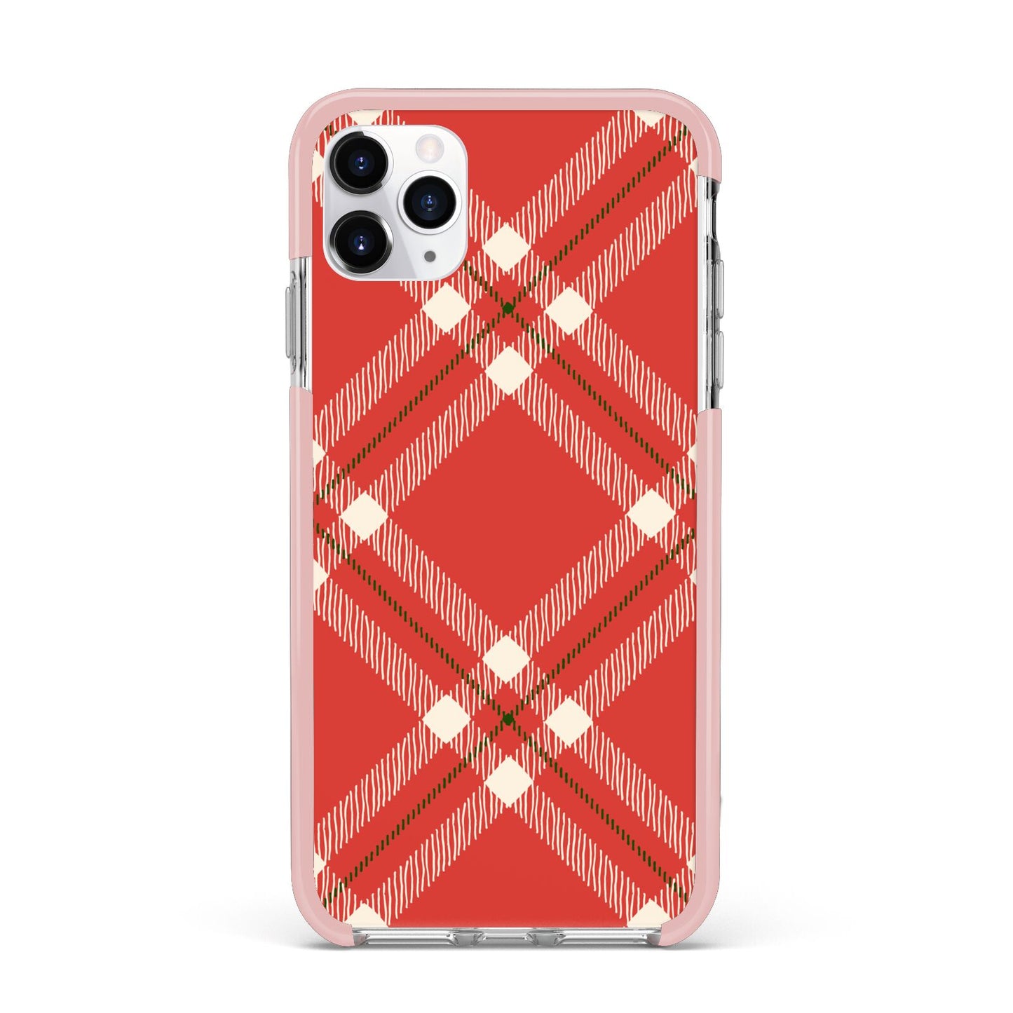 Christmas Tartan iPhone 11 Pro Max Impact Pink Edge Case