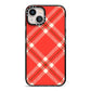 Christmas Tartan iPhone 13 Black Impact Case on Silver phone