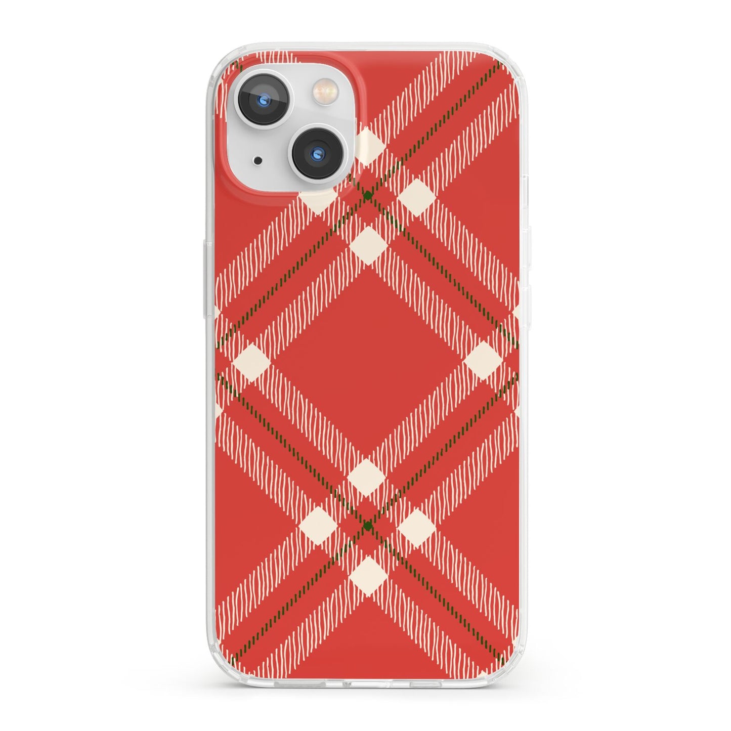 Christmas Tartan iPhone 13 Clear Bumper Case