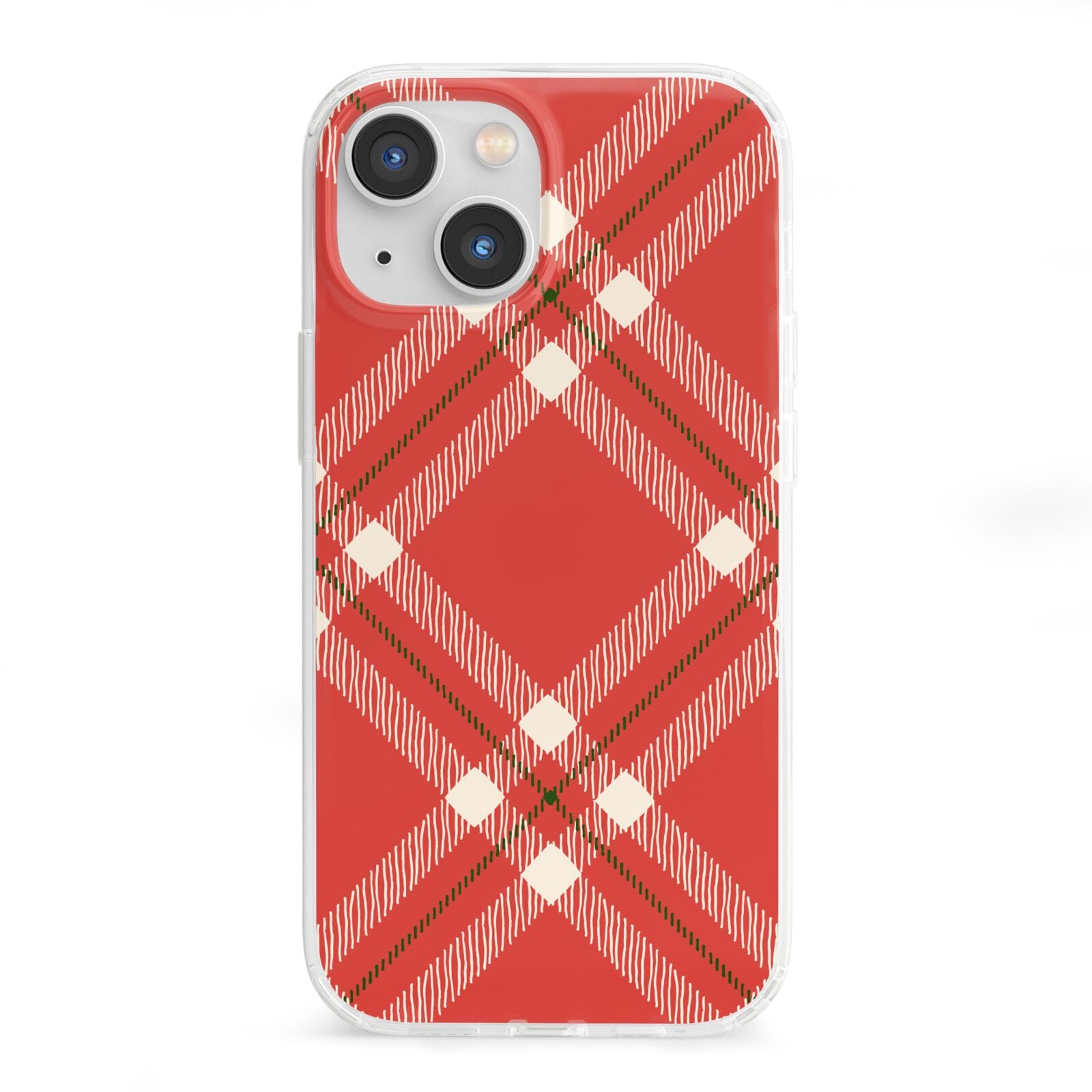 Christmas Tartan iPhone 13 Mini Clear Bumper Case