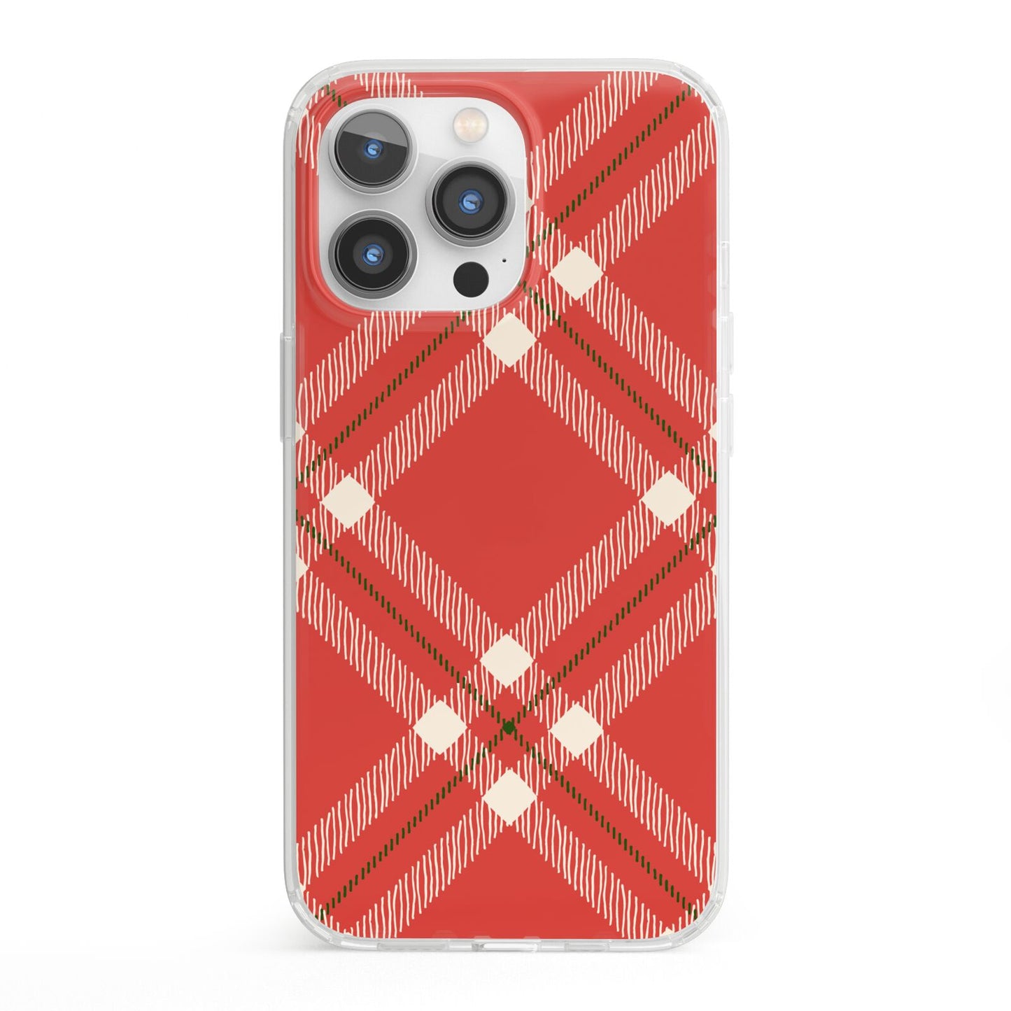 Christmas Tartan iPhone 13 Pro Clear Bumper Case