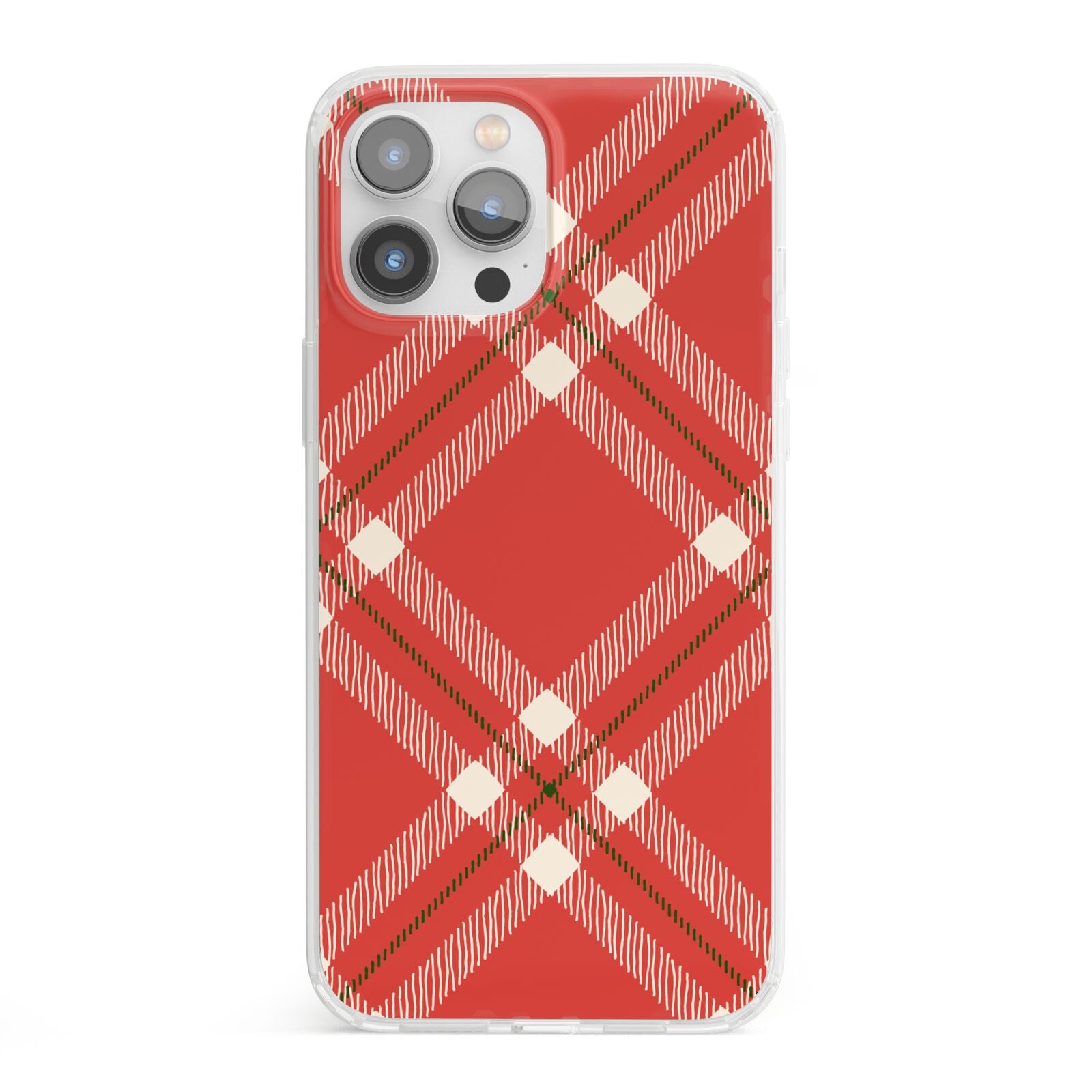 Christmas Tartan iPhone 13 Pro Max Clear Bumper Case