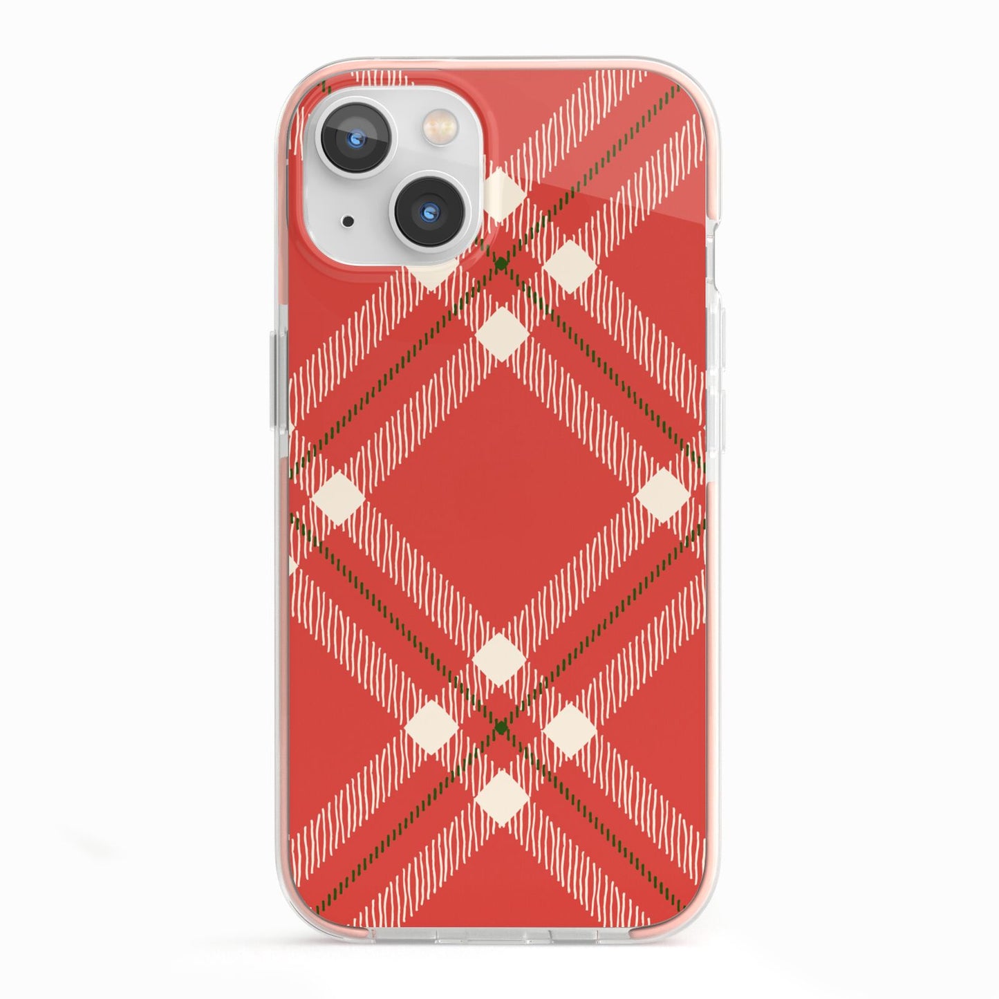 Christmas Tartan iPhone 13 TPU Impact Case with Pink Edges