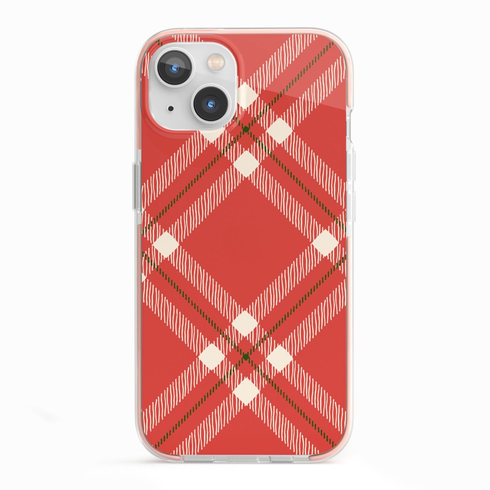 Christmas Tartan iPhone 13 TPU Impact Case with Pink Edges