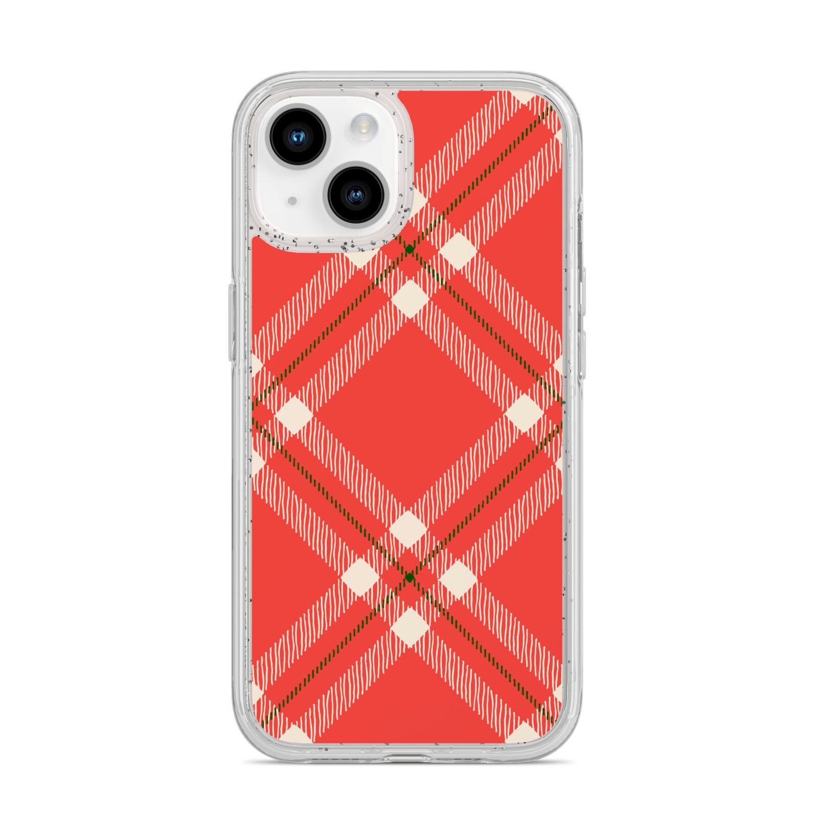 Christmas Tartan iPhone 14 Glitter Tough Case Starlight