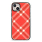Christmas Tartan iPhone 14 Plus Black Impact Case on Silver phone