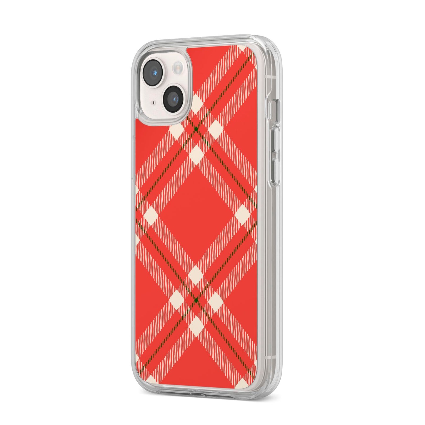 Christmas Tartan iPhone 14 Plus Clear Tough Case Starlight Angled Image
