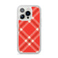 Christmas Tartan iPhone 14 Pro Clear Tough Case Silver