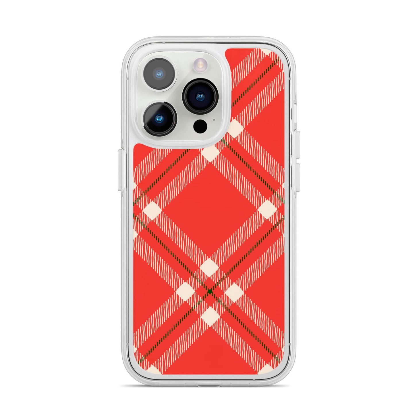 Christmas Tartan iPhone 14 Pro Clear Tough Case Silver