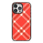 Christmas Tartan iPhone 14 Pro Max Black Impact Case on Silver phone