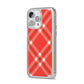 Christmas Tartan iPhone 14 Pro Max Clear Tough Case Silver Angled Image