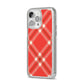 Christmas Tartan iPhone 14 Pro Max Glitter Tough Case Silver Angled Image