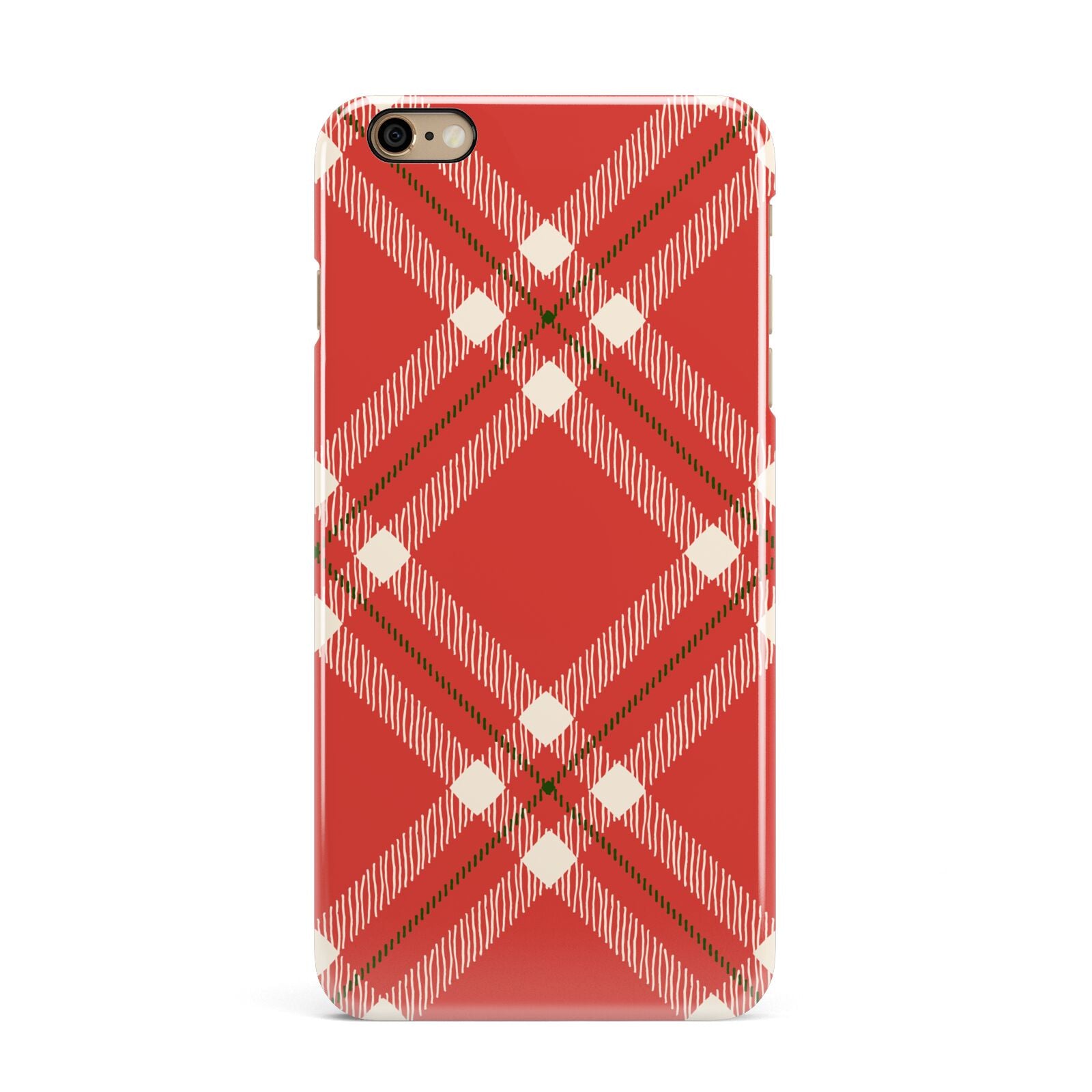 Christmas Tartan iPhone 6 Plus 3D Snap Case on Gold Phone