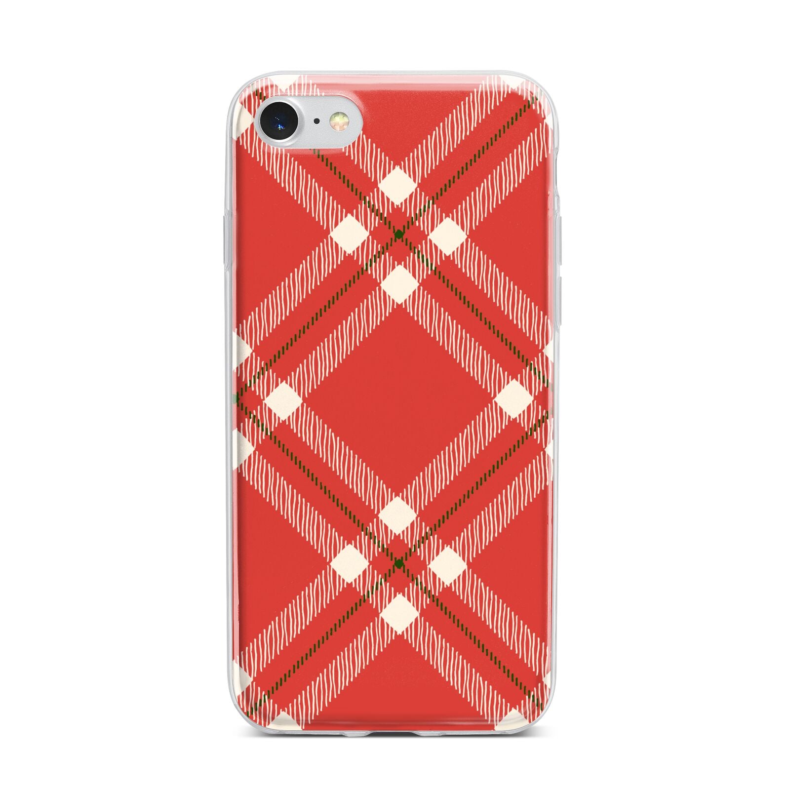 Christmas Tartan iPhone 7 Bumper Case on Silver iPhone