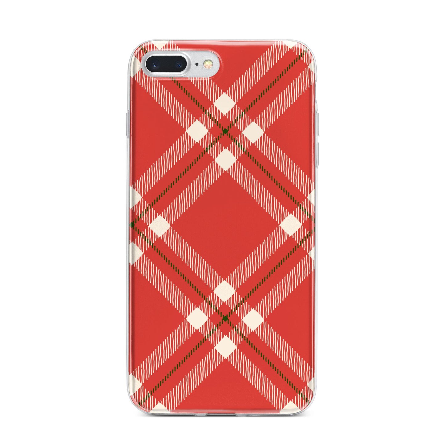 Christmas Tartan iPhone 7 Plus Bumper Case on Silver iPhone