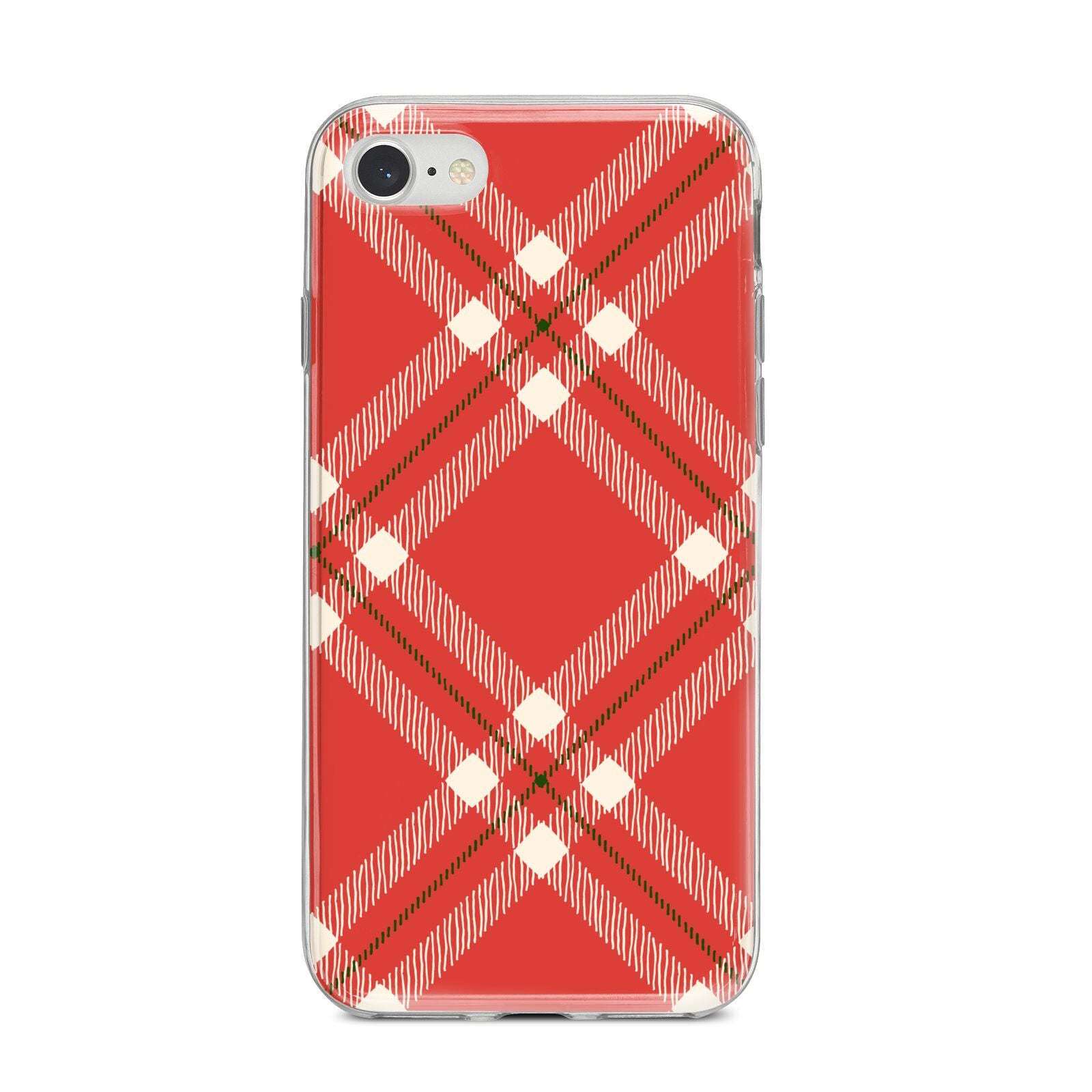 Christmas Tartan iPhone 8 Bumper Case on Silver iPhone