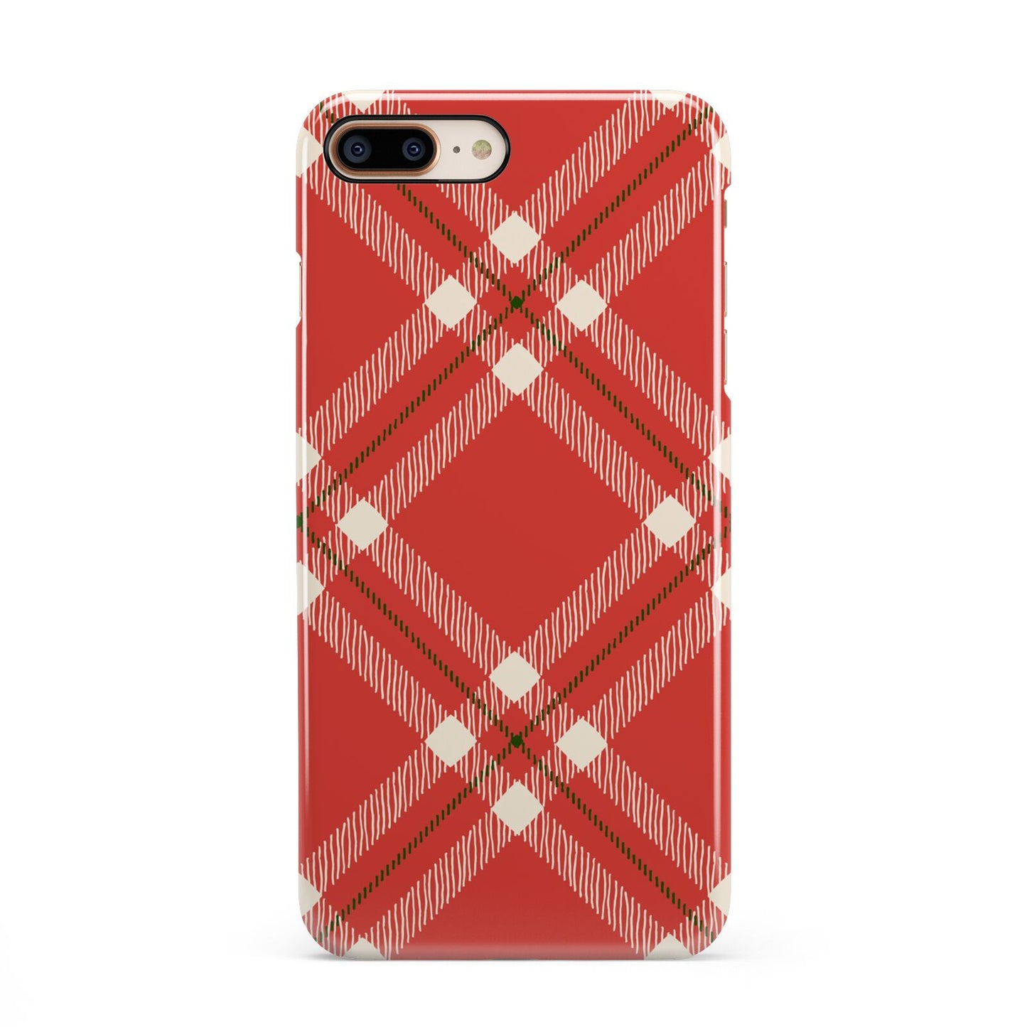 Christmas Tartan iPhone 8 Plus 3D Snap Case on Gold Phone