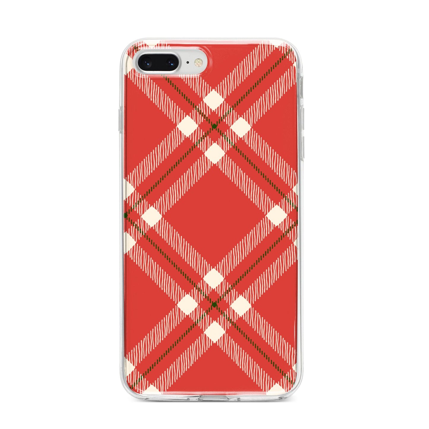 Christmas Tartan iPhone 8 Plus Bumper Case on Silver iPhone