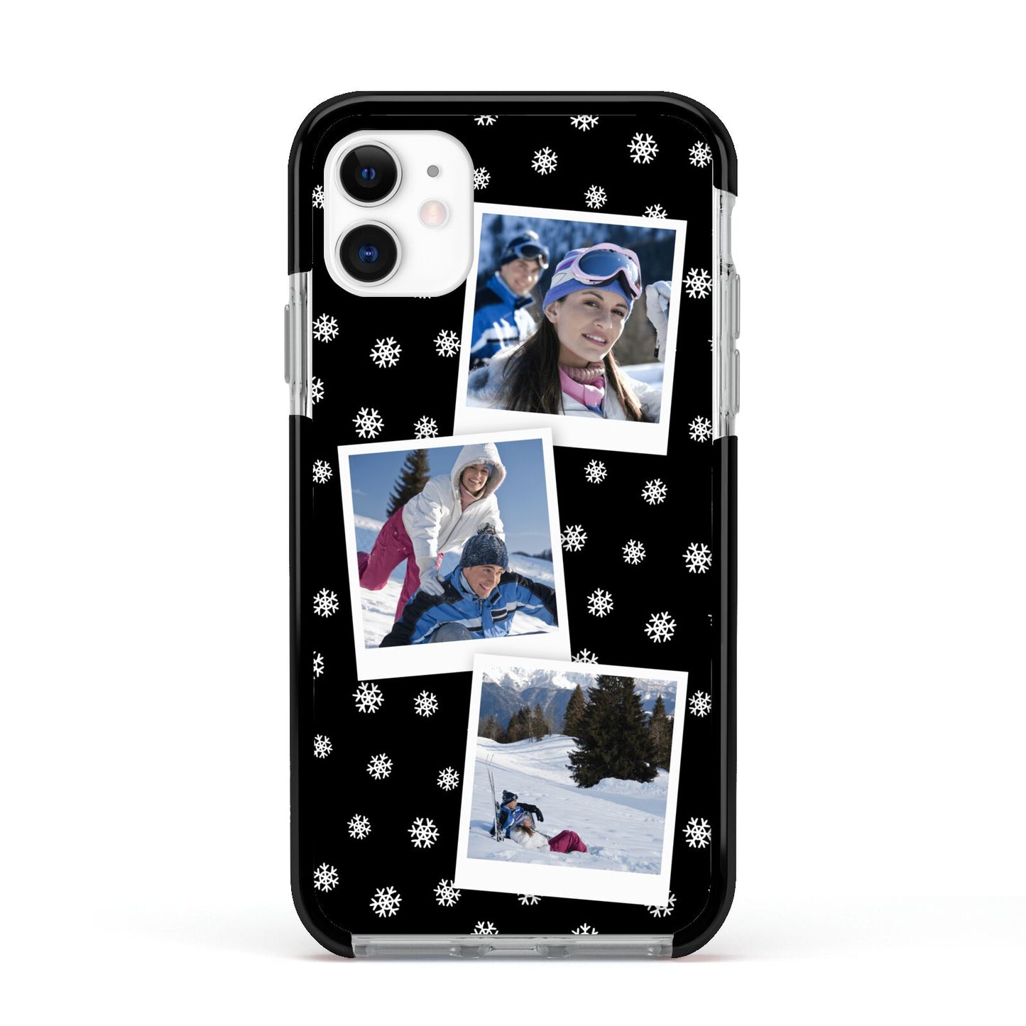 Christmas Three Photo Apple iPhone 11 in White with Black Impact Case