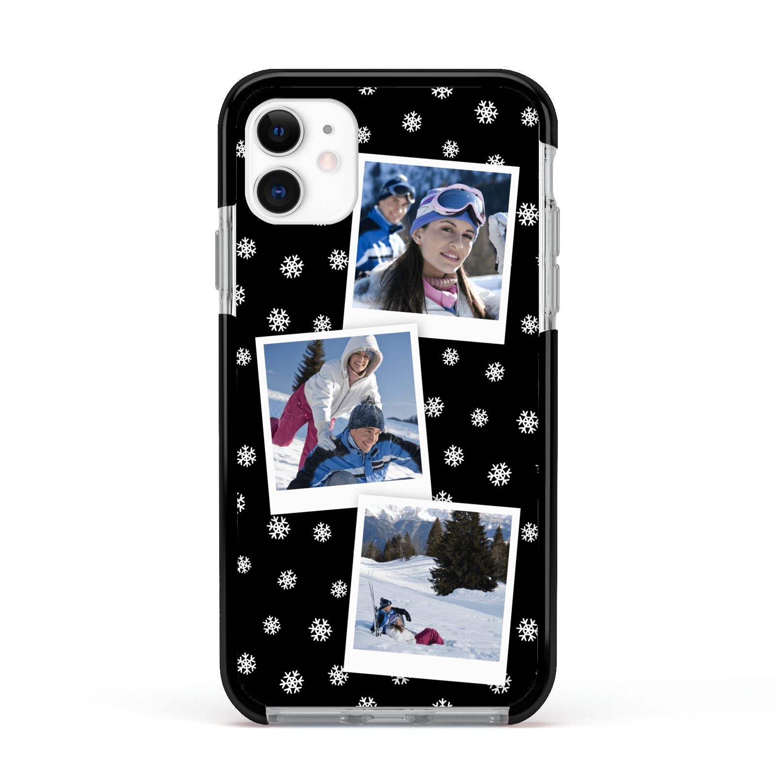 Christmas Three Photo Apple iPhone 11 in White with Black Impact Case