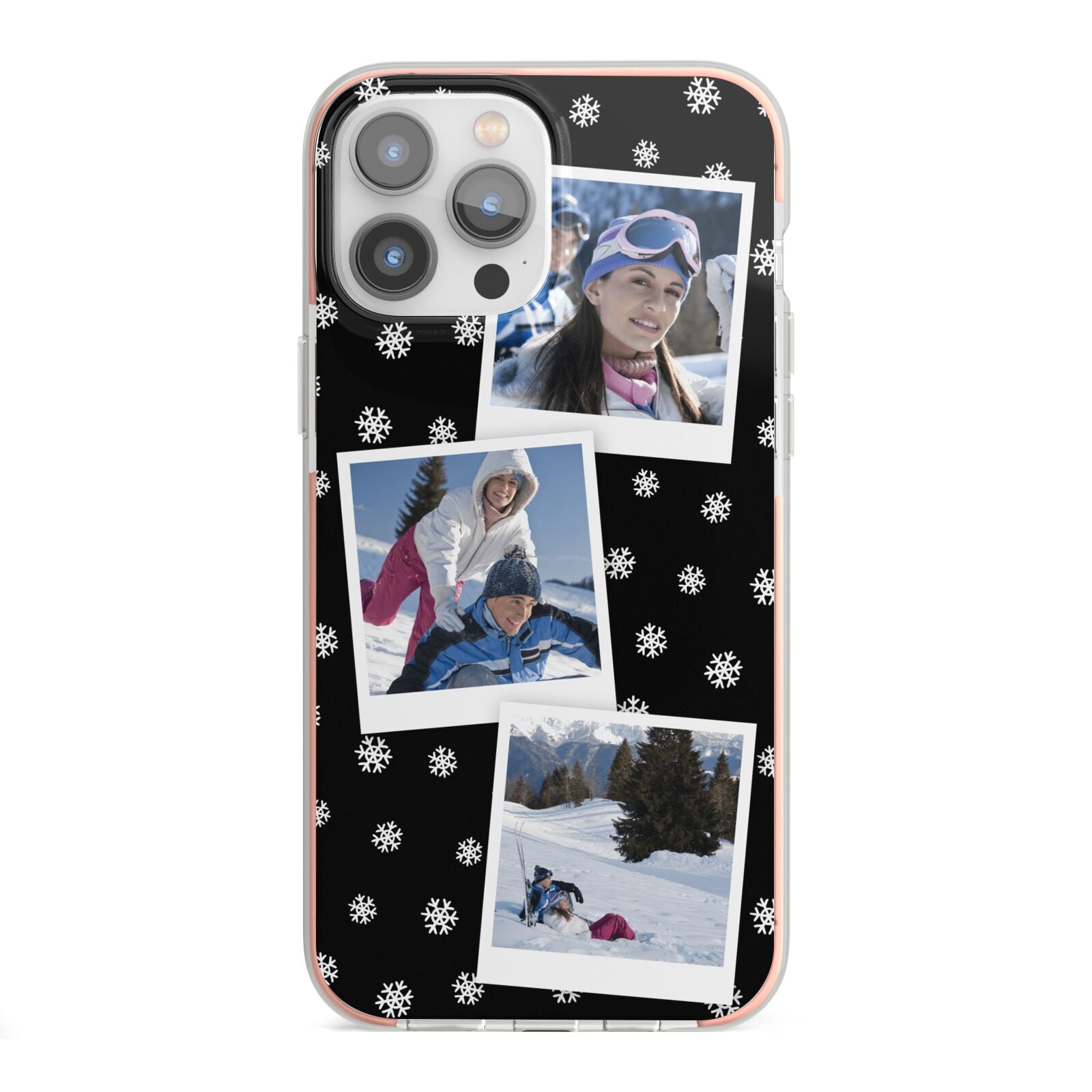 Christmas Three Photo iPhone 13 Pro Max TPU Impact Case with Pink Edges