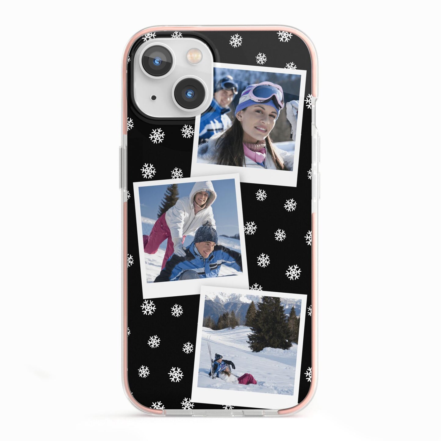 Christmas Three Photo iPhone 13 TPU Impact Case with Pink Edges