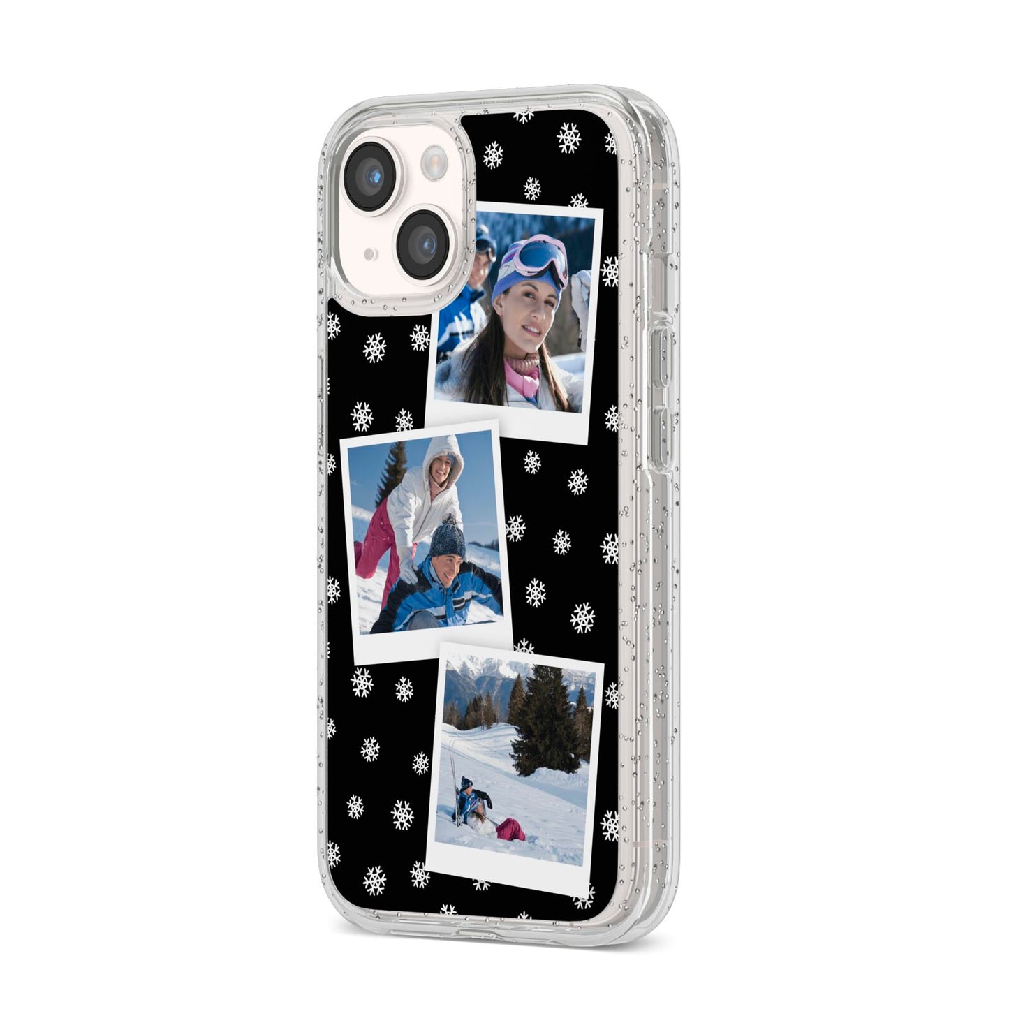 Christmas Three Photo iPhone 14 Glitter Tough Case Starlight Angled Image