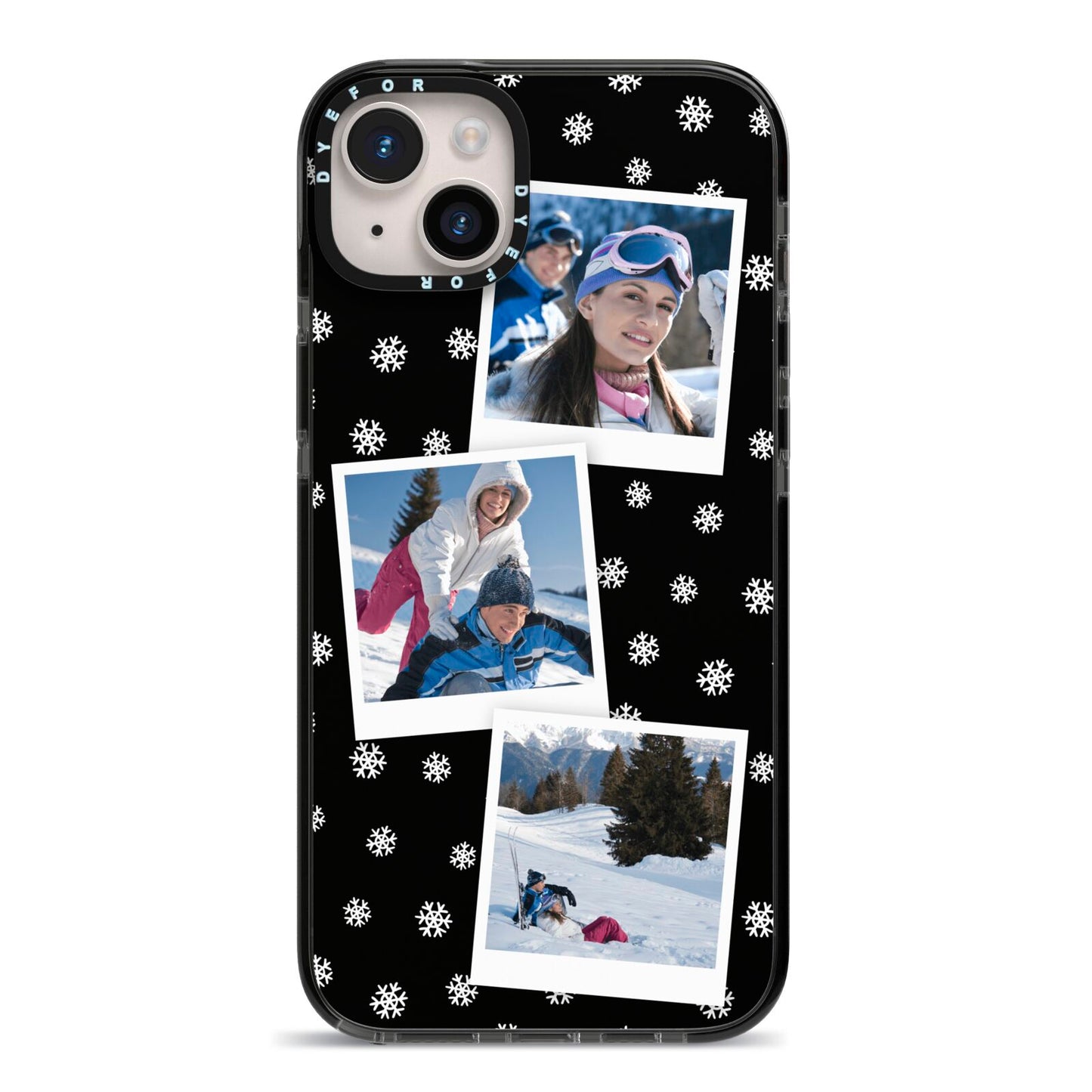 Christmas Three Photo iPhone 14 Plus Black Impact Case on Silver phone