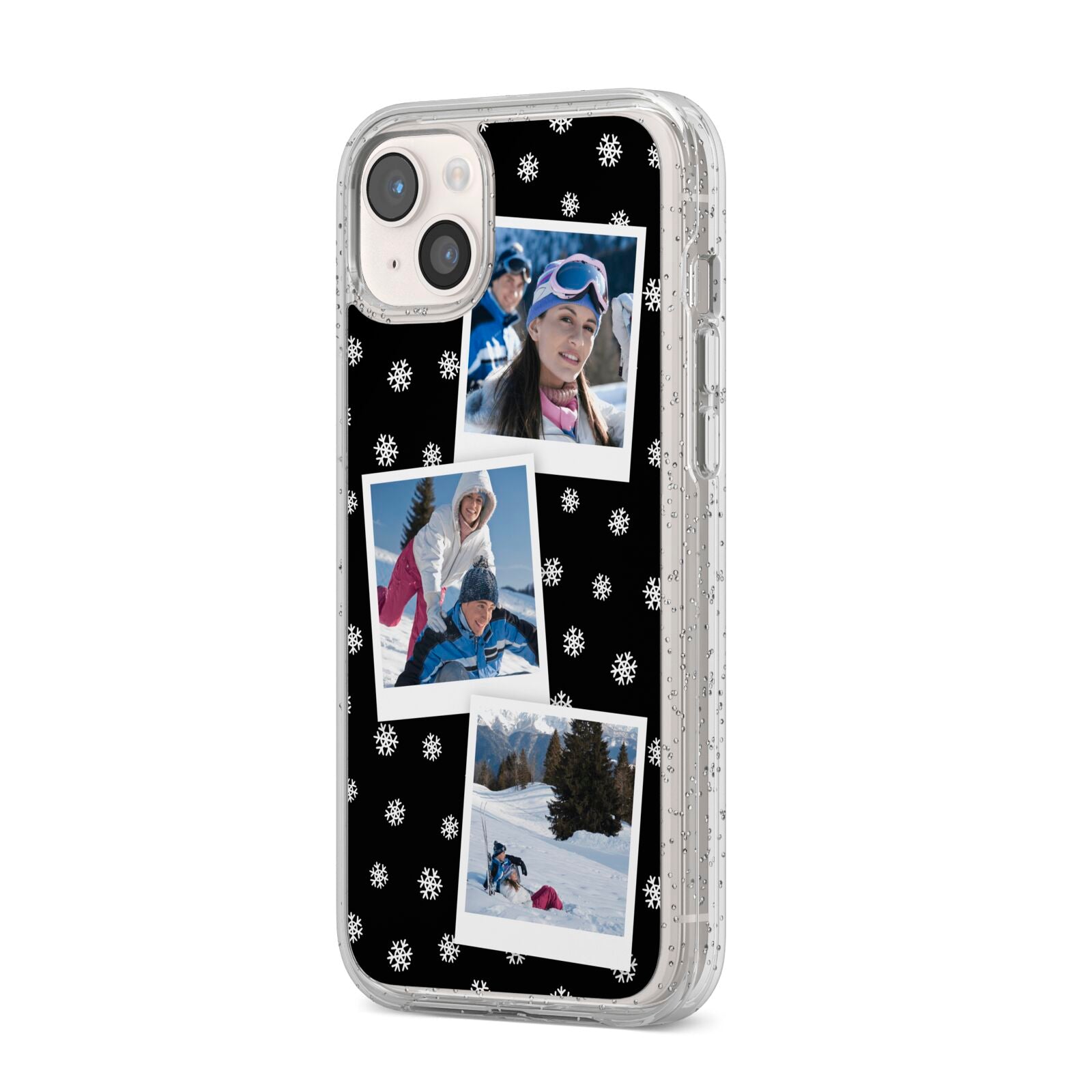 Christmas Three Photo iPhone 14 Plus Glitter Tough Case Starlight Angled Image