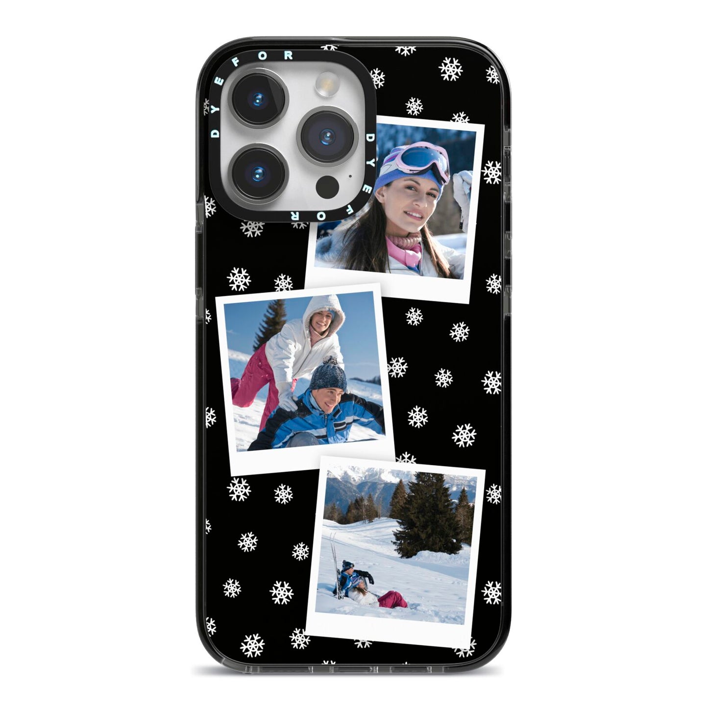 Christmas Three Photo iPhone 14 Pro Max Black Impact Case on Silver phone
