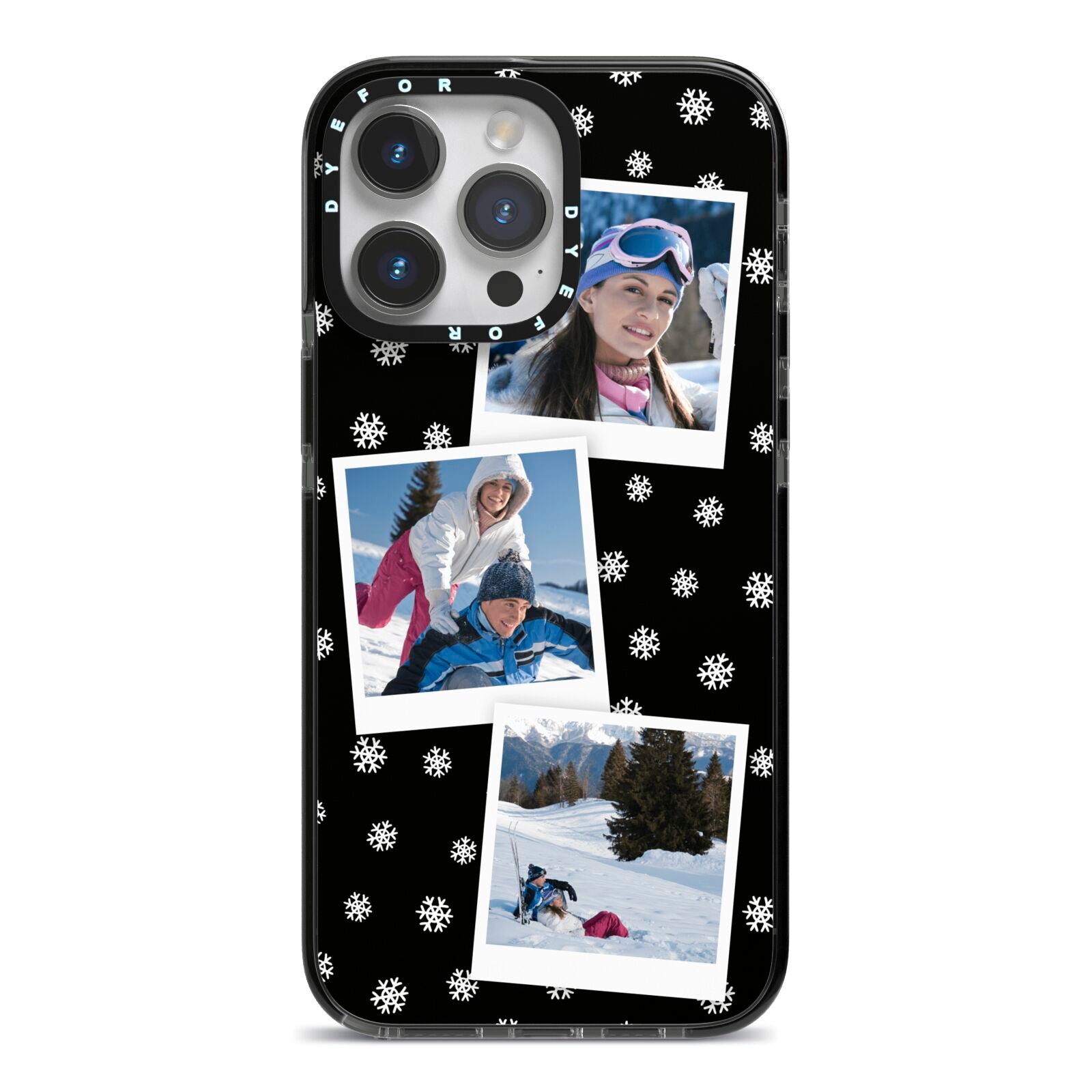 Christmas Three Photo iPhone 14 Pro Max Black Impact Case on Silver phone