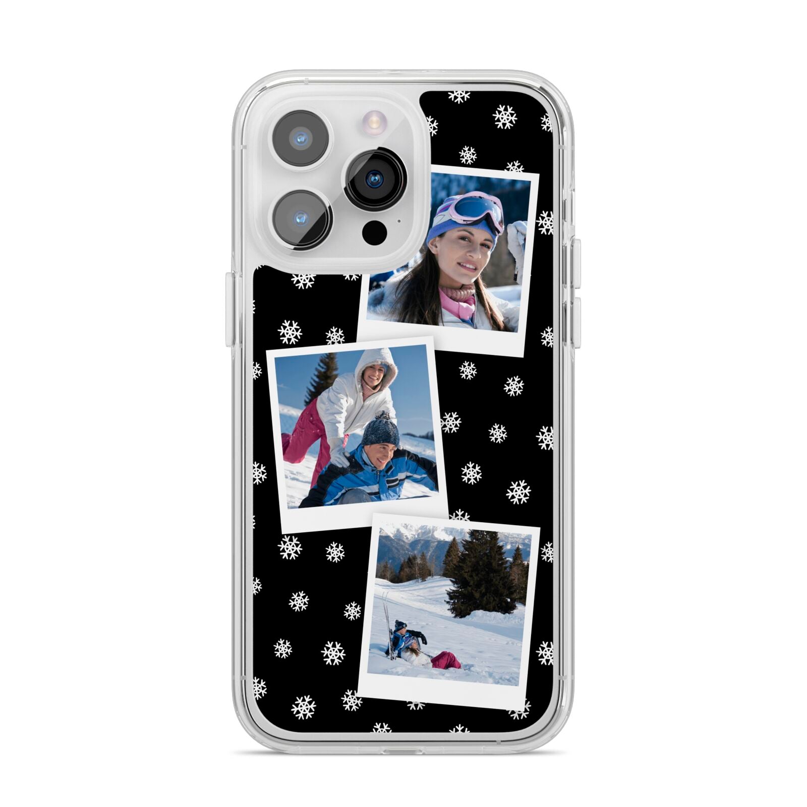 Christmas Three Photo iPhone 14 Pro Max Clear Tough Case Silver