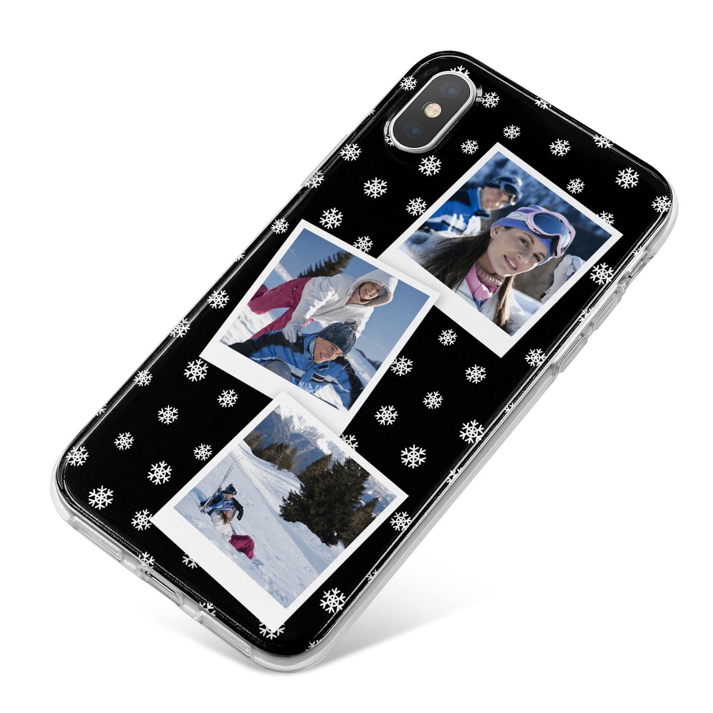 Christmas Three Photo iPhone X Bumper Case on Silver iPhone