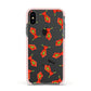 Christmas Tie Pattern Apple iPhone Xs Impact Case Pink Edge on Black Phone