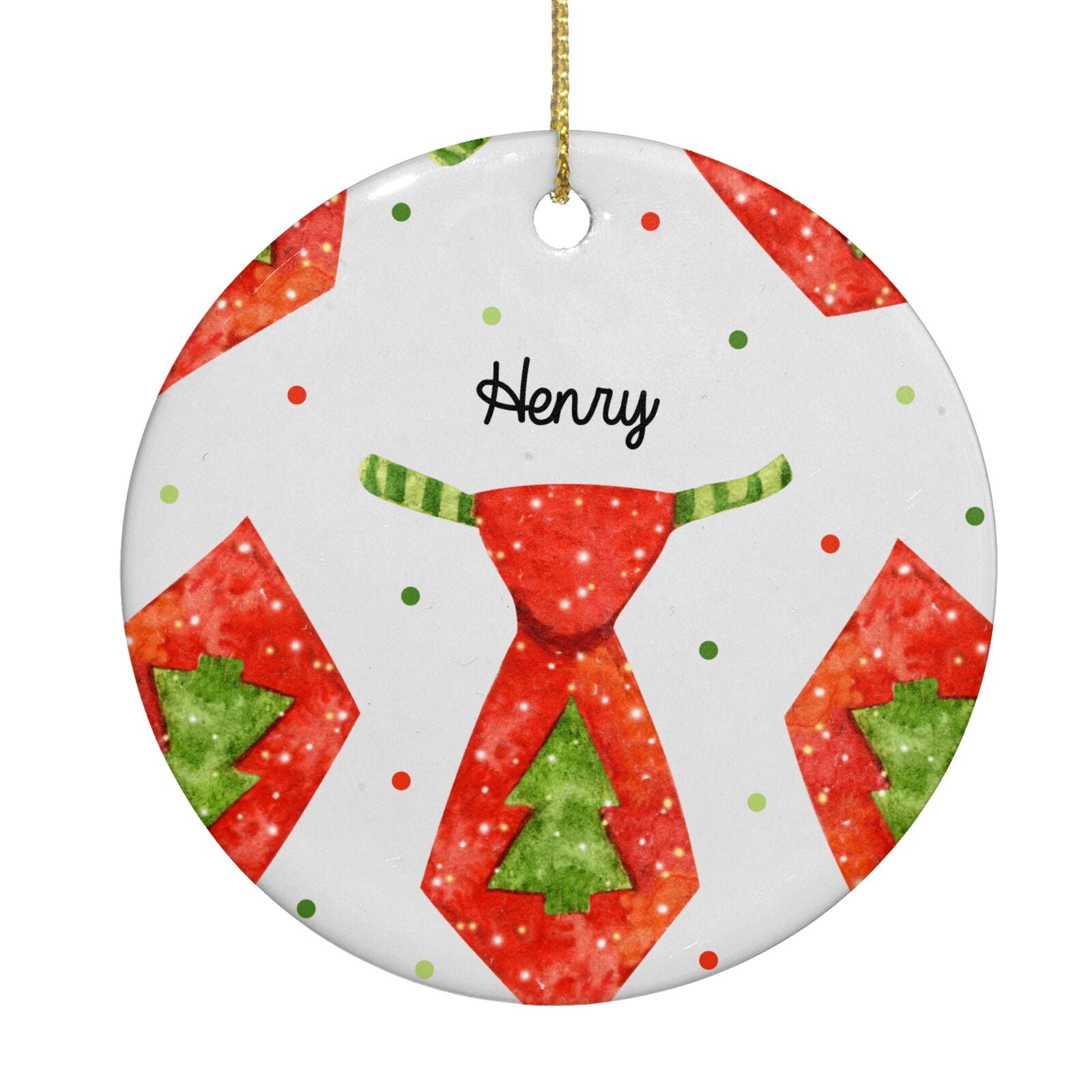 Christmas Tie Pattern Circle Decoration Back Image