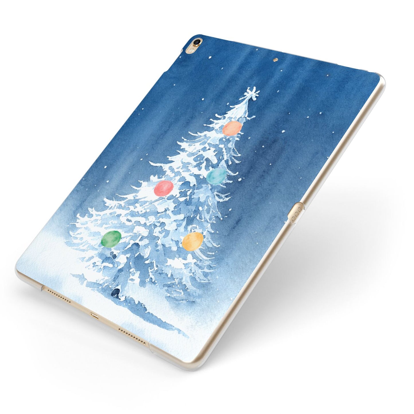 Christmas Tree Apple iPad Case on Gold iPad Side View