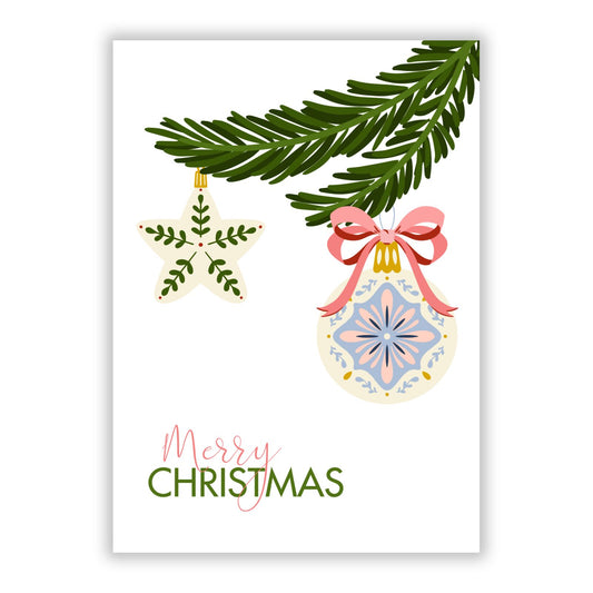 Christmas Tree Branch A5 Flat Greetings Card