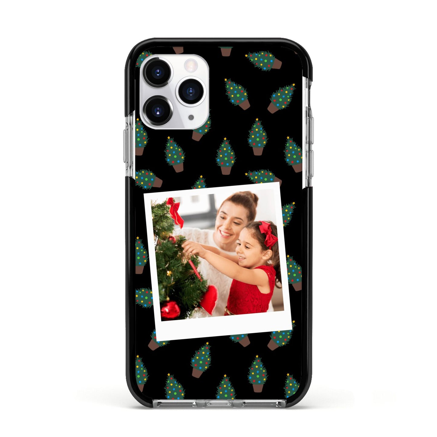 Christmas Tree Polaroid Photo Apple iPhone 11 Pro in Silver with Black Impact Case