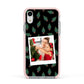Christmas Tree Polaroid Photo Apple iPhone XR Impact Case Pink Edge on Silver Phone