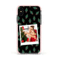 Christmas Tree Polaroid Photo Apple iPhone Xs Impact Case Pink Edge on Black Phone