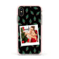 Christmas Tree Polaroid Photo Apple iPhone Xs Impact Case Pink Edge on Gold Phone