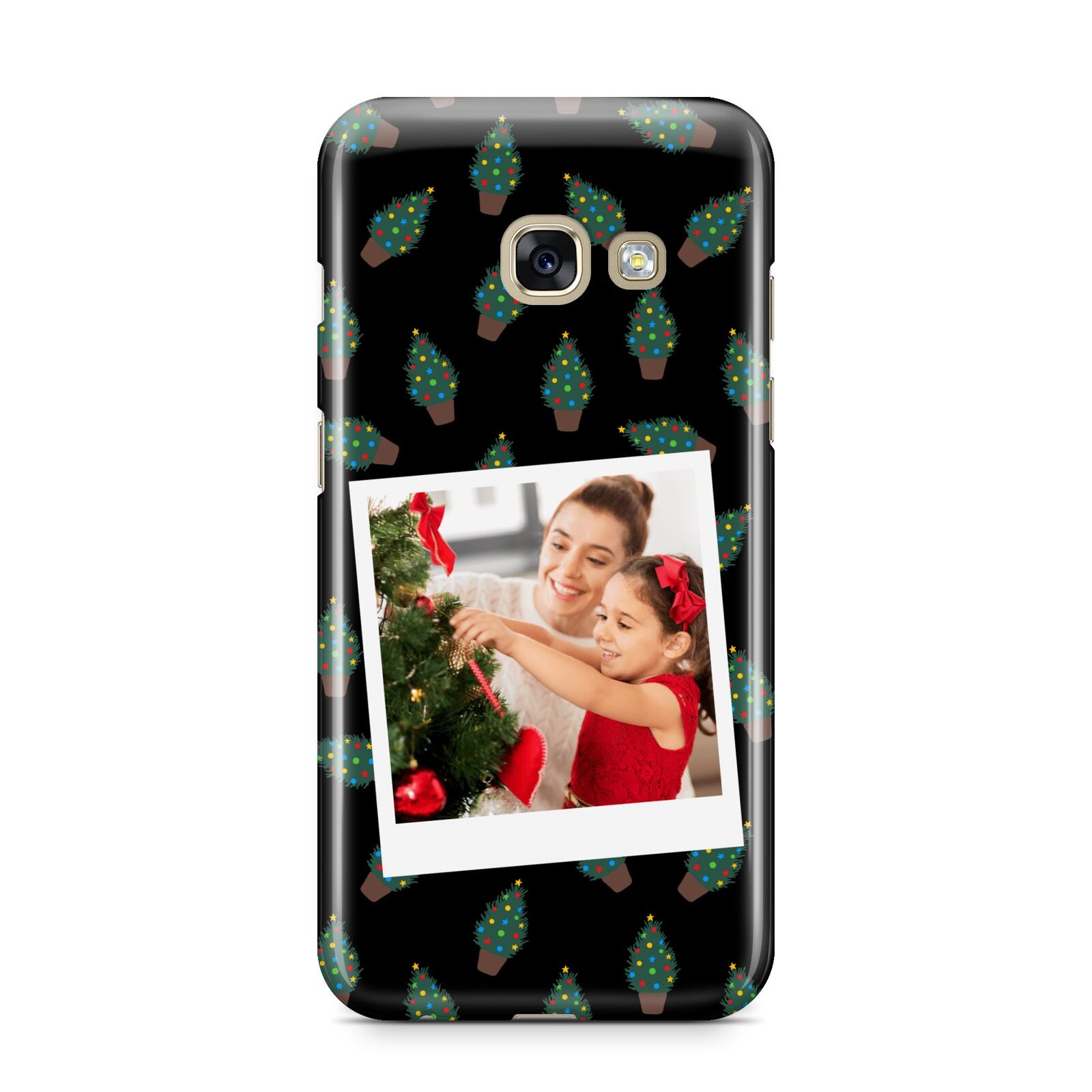 Christmas Tree Polaroid Photo Samsung Galaxy A3 2017 Case on gold phone